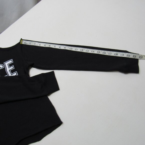 Justice Girls Graphic Logo Black Cold Shoulder Sweatshirt Top Size 14/16 - Picture 8 of 8